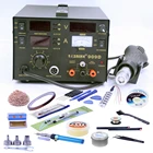 Станция с термофеном Saike 909D + паяльник + источник питания постоянного тока 3 в 1, электрическая наладочная станция с регулируемым нагревательным сердечником 220 В 110 В