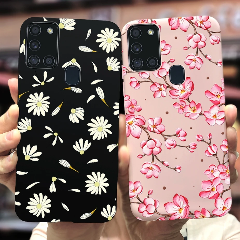Чехол для Samsung Galaxy A21s, милые мягкие силиконовые чехлы с цветочным принтом для Samsung A21s, A 21 s, задняя крышка для телефона, сумки A217F