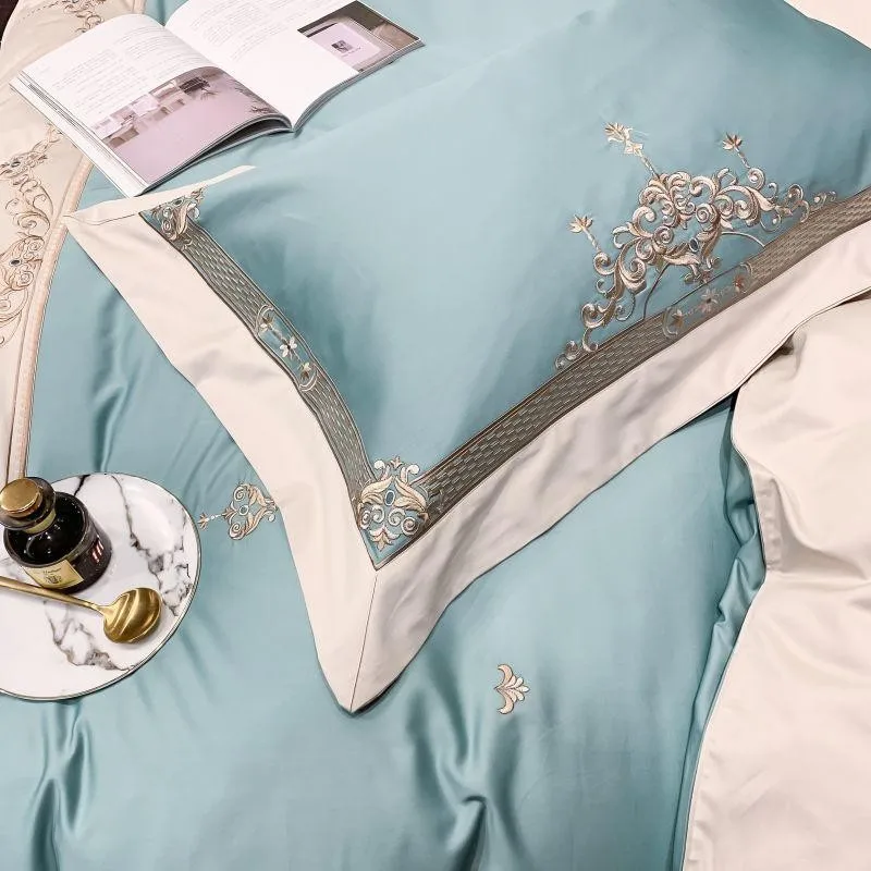 

SUPERIOR Meridian Embroidered Duvet Cover Set 1000TC Long-Staple Cotton King Queen size 4Pcs Bedding set 1Bed sheet 2Pillowcase