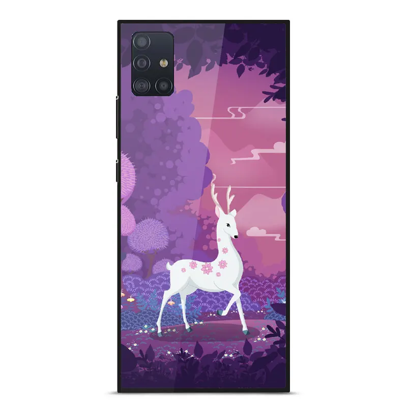 

For Samsung A51 Case Fashion Silicone Frame Tempered glass protection shockproof Back Cover For Samsung A51 SM-A515F Phone Cases