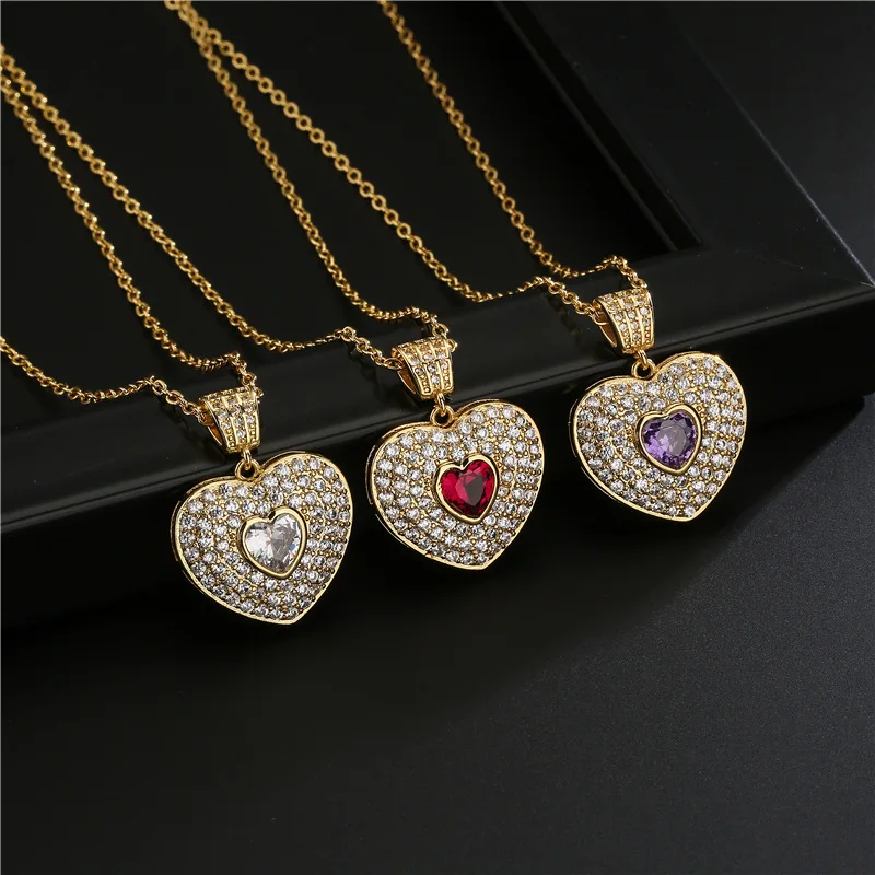 

Fashion Zircon Heart-shaped Pendant Necklace for Woman Party Casual Jewelry
