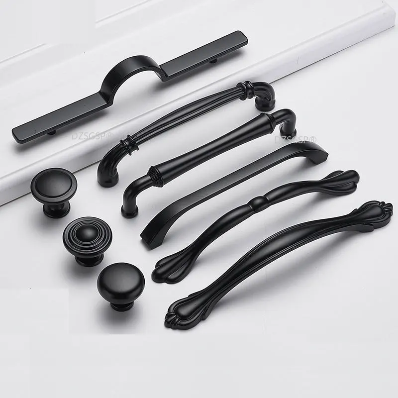 Дверная мебельная фурнитура: ручка для кухонного шкафа из цинкового сплава, черная, выдвижная подставка для шкафа, современная ручка для корпуса типа U.