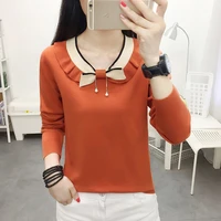 autumn spring style women knitted pullover tops lady casual peter pan collar knitted pullover sweater