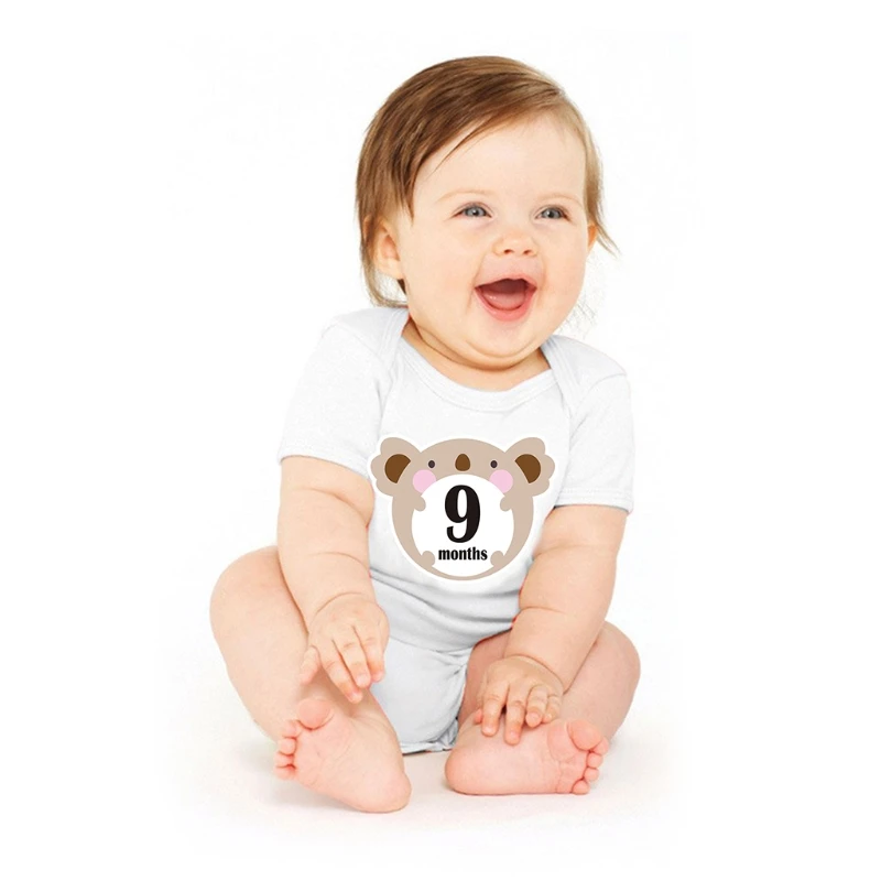 

12 Pcs Months Cards Skills Cards Memorial Stickers Newborn Photography Props Memory Recording Milestone Stickers Cartoon