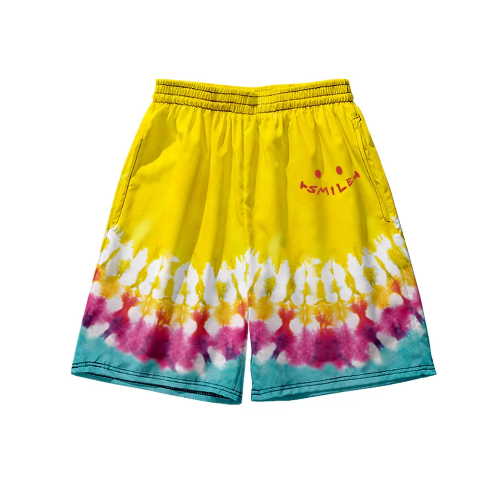 

Foreign trade new children's wear tie-dyed 3d All India digital printing with a smile beach pants shorts