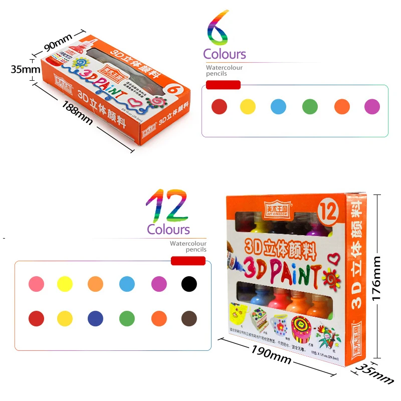 6/12 цветов набор акриловых 3D красок для рисования ткань краски одежда стеклянные