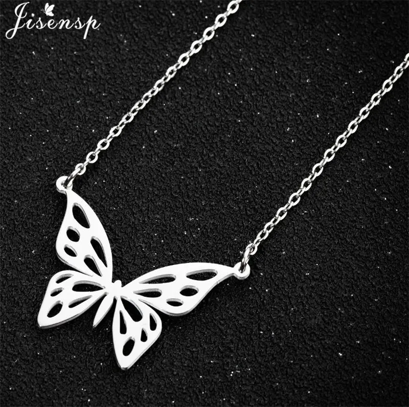 

Simple Hollow Butterfly Necklaces Geometric Animal Pendant Necklace Chain Origami Insect Jewelry Choker Bijoux Femme 2021