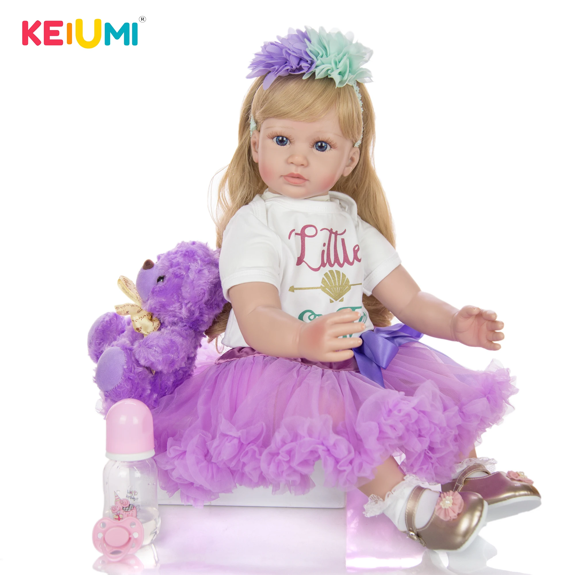 

KEIUMI New Fantasy DIY Gold Curls Reborn Baby Doll 60 cm Realistic Princess Cloth Body Reborn Menina For Girl Birthday Gift