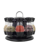 8 jar rotating spice rack carousel kitchen storage holder condiments container kitchen seasoning bottle set