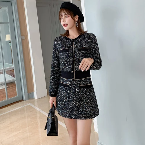 Женский костюм из двух предметов модельный клетчатый пиджак с длинным рукавом и