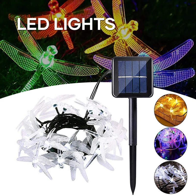 

Dragonfly Solar String Lights Outdoor Led Waterproof Solar Powered Decorative Lights for Patio Garden Yard Fence Wedding VJ-Drop