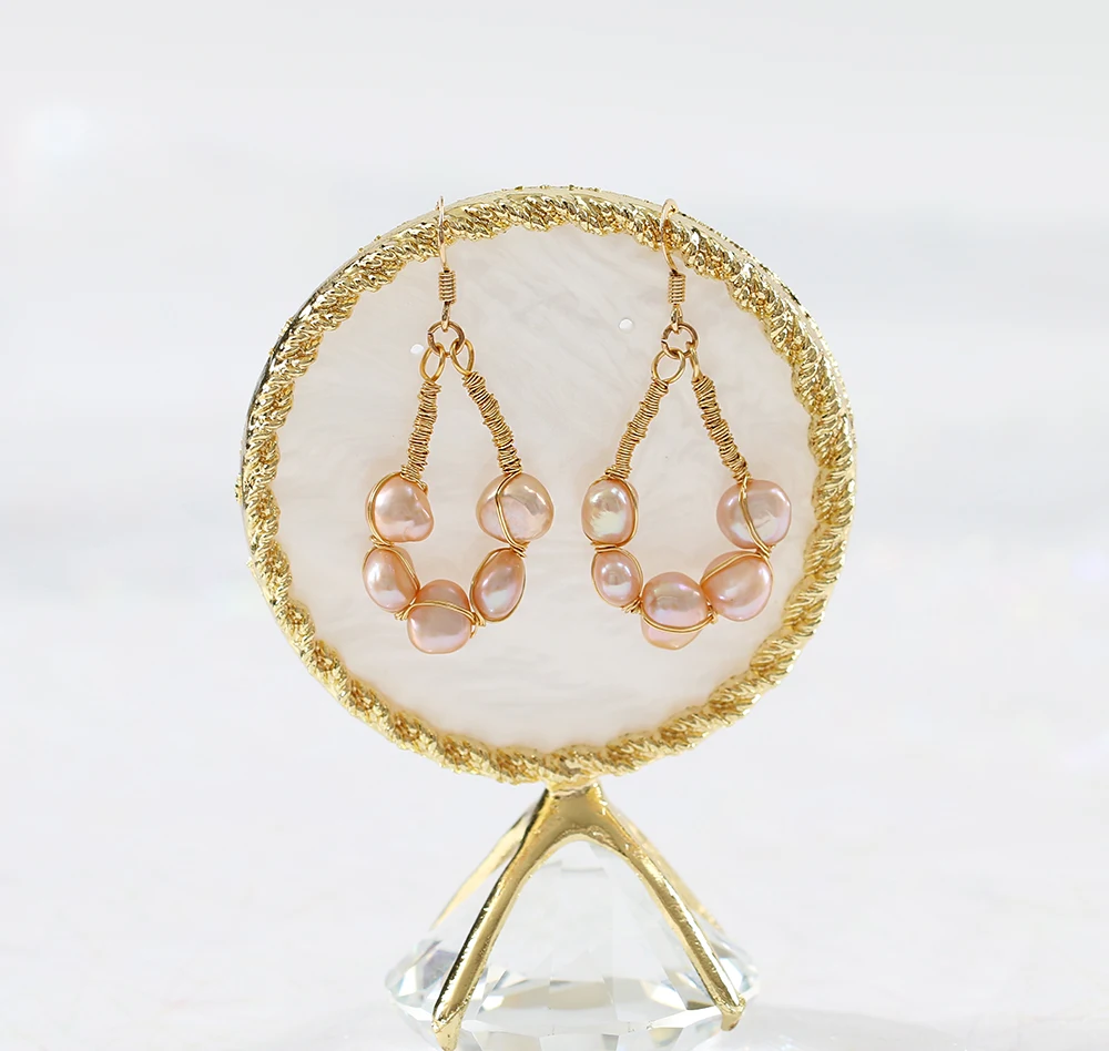 

LANFLORA new earrings Freshwater Pearl earrings handmade women Korean earrings copper alloy earrings free shipping