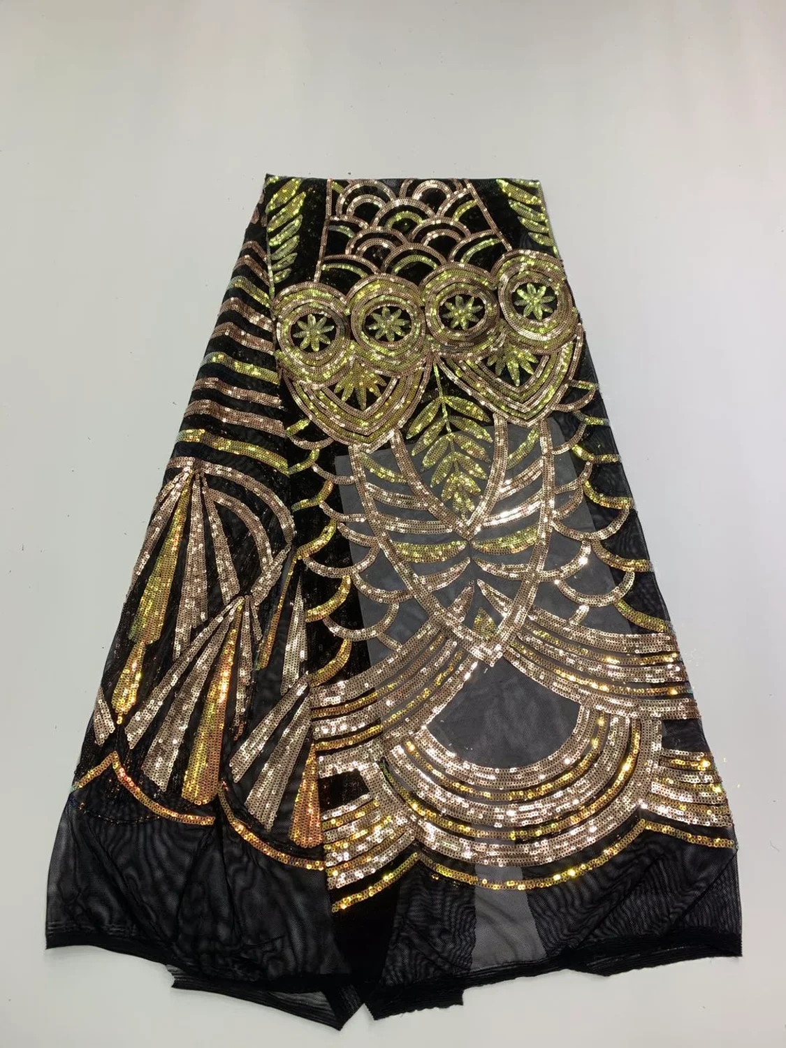 

2020 нигерийские кружевные ткани 5 ярдов, 3D блестки, кружево, искусственные французские блестки, Золотая кружевная ткань для платья высокой мо...