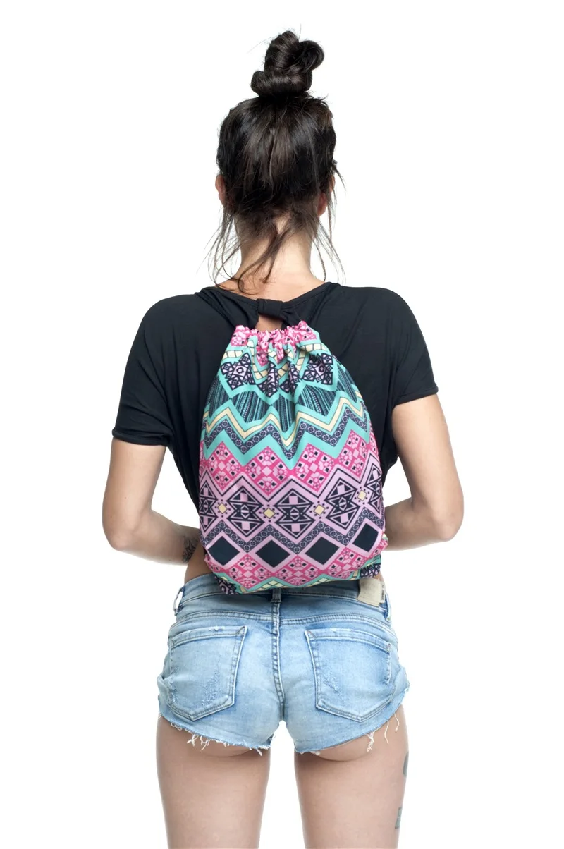 

Wave Striped Reusable Gyms Swimming Beach Drawstring Bag Shoes Bags