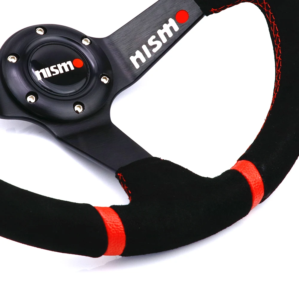 Черный Nismo 350 мм/14 дюймов черная замша кожа ГЛУБОКАЯ ТАРЕЛКА рулевое колесо