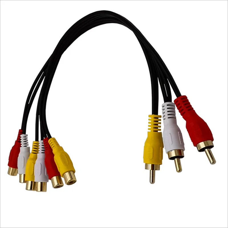 

One minute two gold plated AV 3 male to 6 female RCA lotus head 3 female to 6 male STB connector