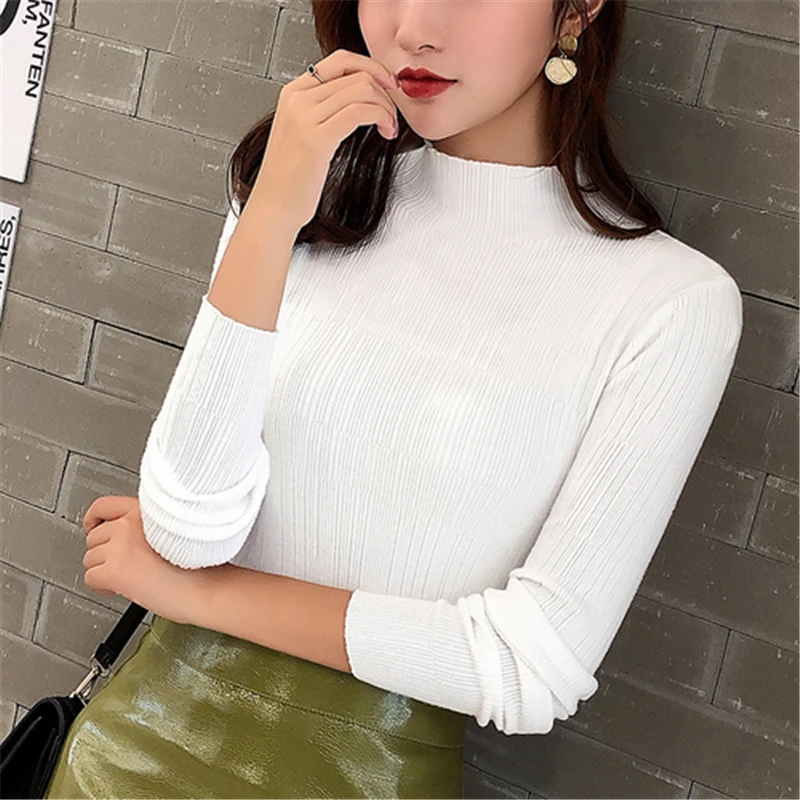 Зимний Однотонный женский пуловер с круглым вырезом вязаный винтажный женксие