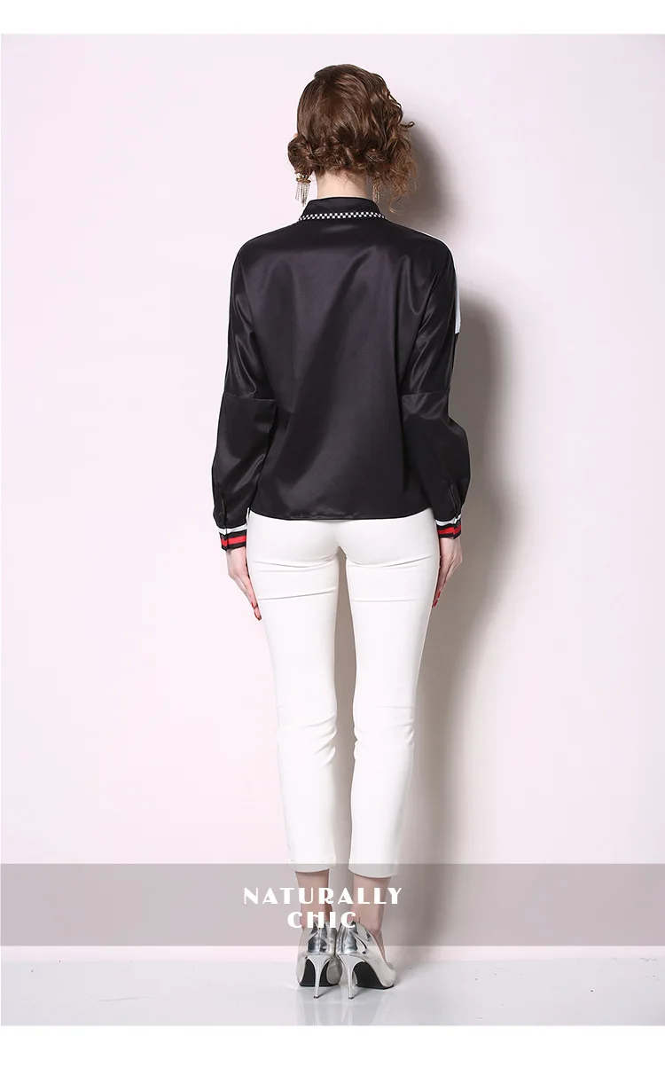 

Spring and Autumn New European and American Lapel Long Sleeve Positioning Printed Shirt Fashion Women's Top