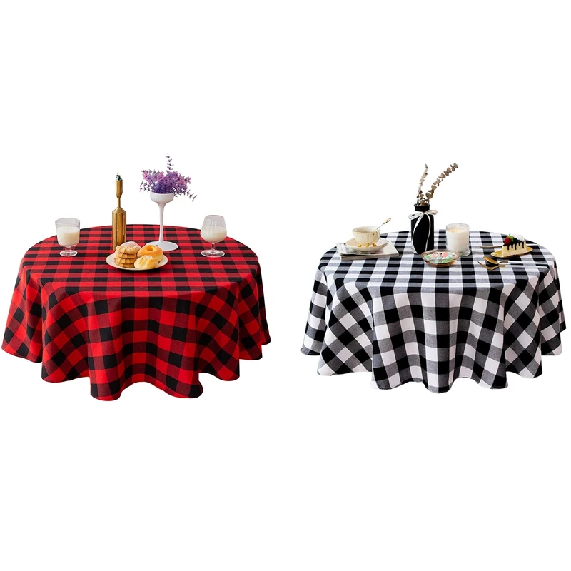 55 Inch Buffalo Plaid Round Tablecloth Checkered Table Cover for Wedding Kitchen Dinning Room | Дом и сад
