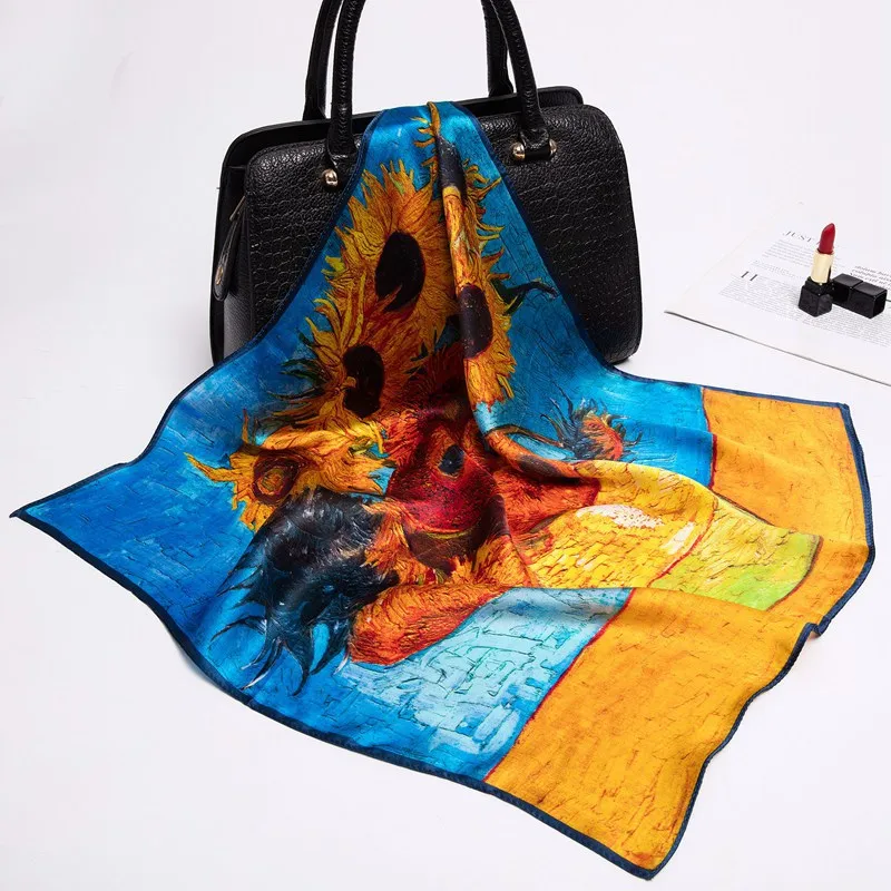 100% чистый шелк квадратный шарф 53*53 см Женская бандана Узкая сумка галстук