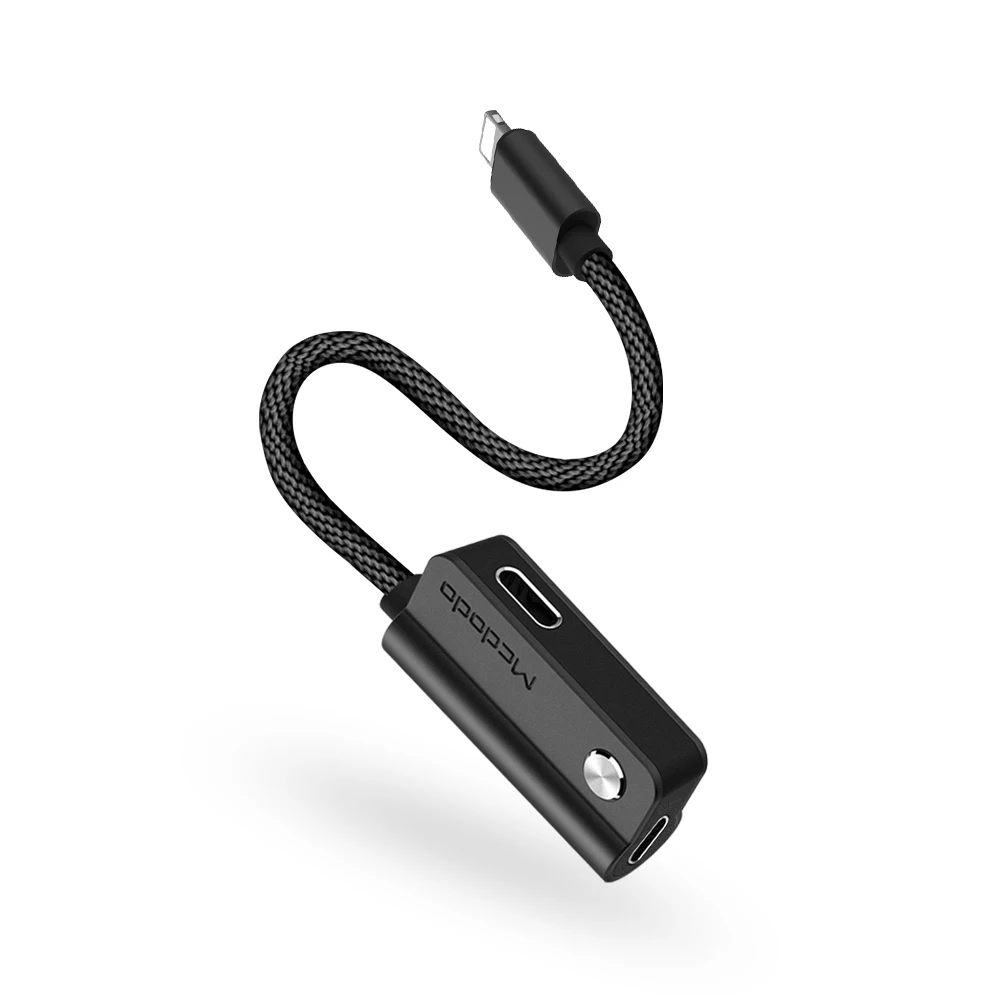 Black MCDODO кабель адаптер для Lightning для iPhone X 8 7 Plus кабель для наушников аудио кабель для зарядки звонков данных музыки - Цвет: Black