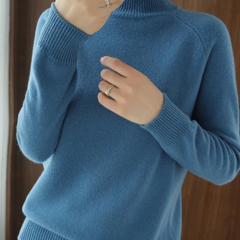 

Solid Women Knitted High Neck Sweater Long Sleeve Casual Female Turtleneck Jumpers Basic Warm Ladies Pullover for Lady