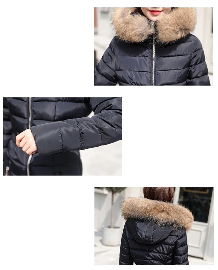 Winter new down cotton pad women fashion women two-piece cotton Raccoon Fur collar hooded thick warm jumpsuit women G1156