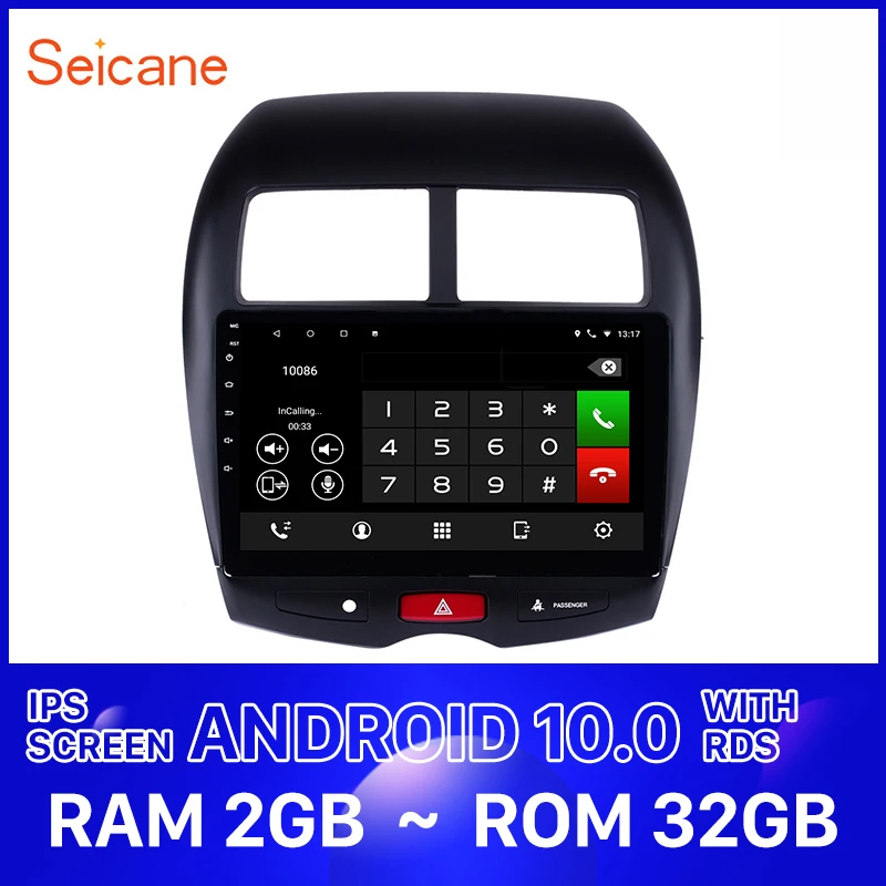 Автомобильный GPS радиоприемник Seicane Android 10 0 1 дюйма для Mitsubishi ASX Peugeot 4008 2010 2011 2012 2013
