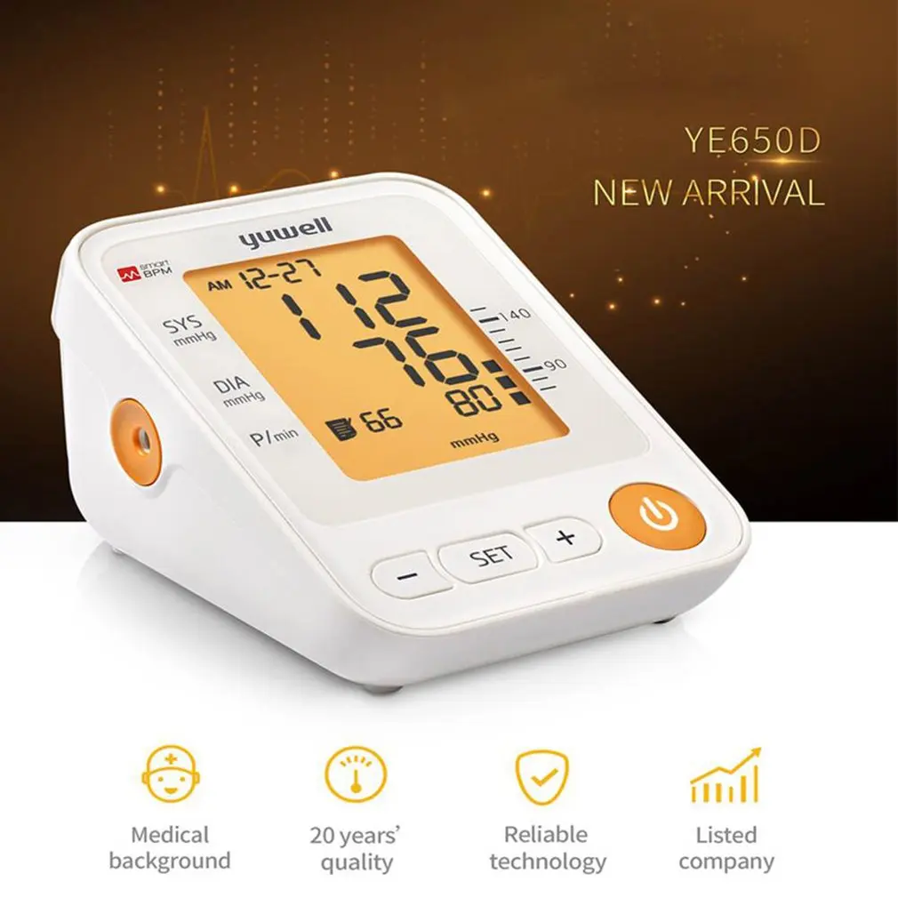

YE650D Arm Blood Sphygmomanometer Monitor LCD Digital Heart Rate Meter Measure Automatic Monitor Home Health Equipment Care