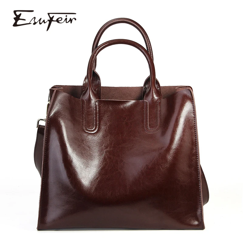 Женская сумка-тоут из натуральной кожи с ручками и плечевым ремнём | Багаж сумки