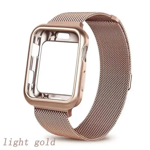 rose gold Чехол+ ремешок для Apple Watch 4 band 44 мм 40 мм iWatch band 42 мм 38 мм Миланская Петля Браслет ремешок для Apple watch 5 4 3 2 1 44 - Цвет ремешка: rose gold