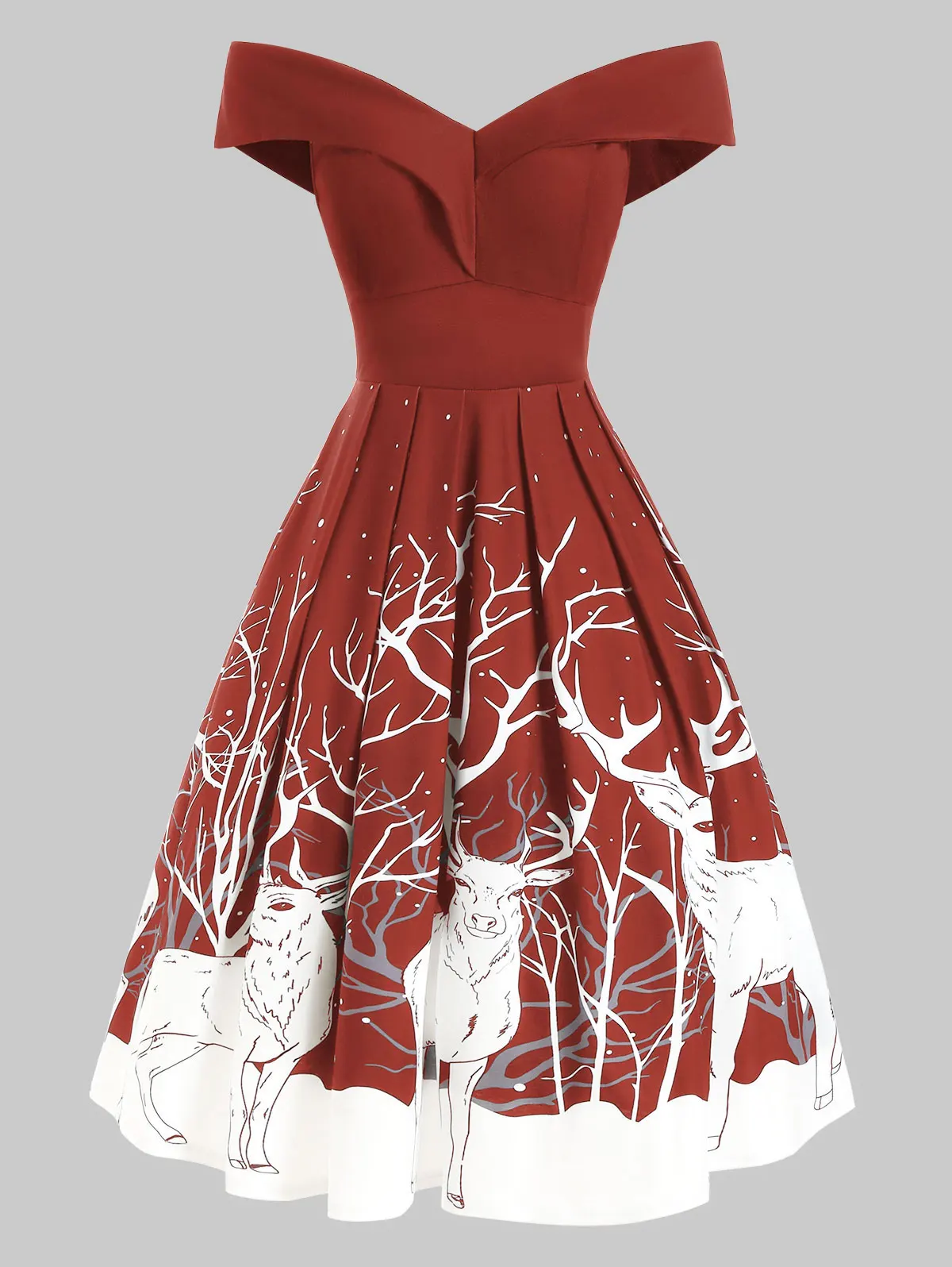 Wipalo Christmas Dress Folded Off Shoulder Santa Claus Musical Note Women Elegant A Line Midi Party Dresses Vestidos 3XL | Женская