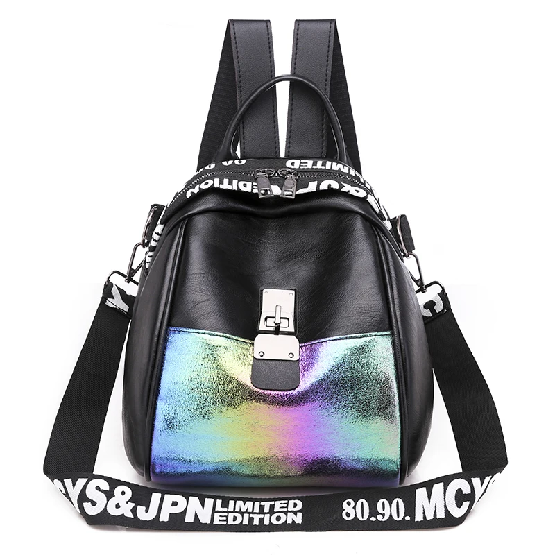 Модный многофункциональный женский рюкзак из искусственной кожи черная кожаная