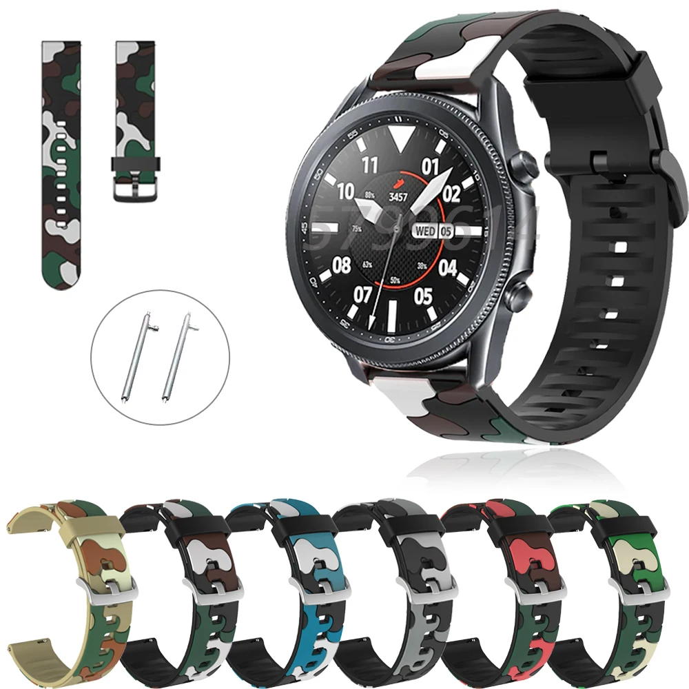Спортивный мягкий силиконовый ремешок для Samsung Galaxy Watch3 41 45 мм часов Камуфляжный
