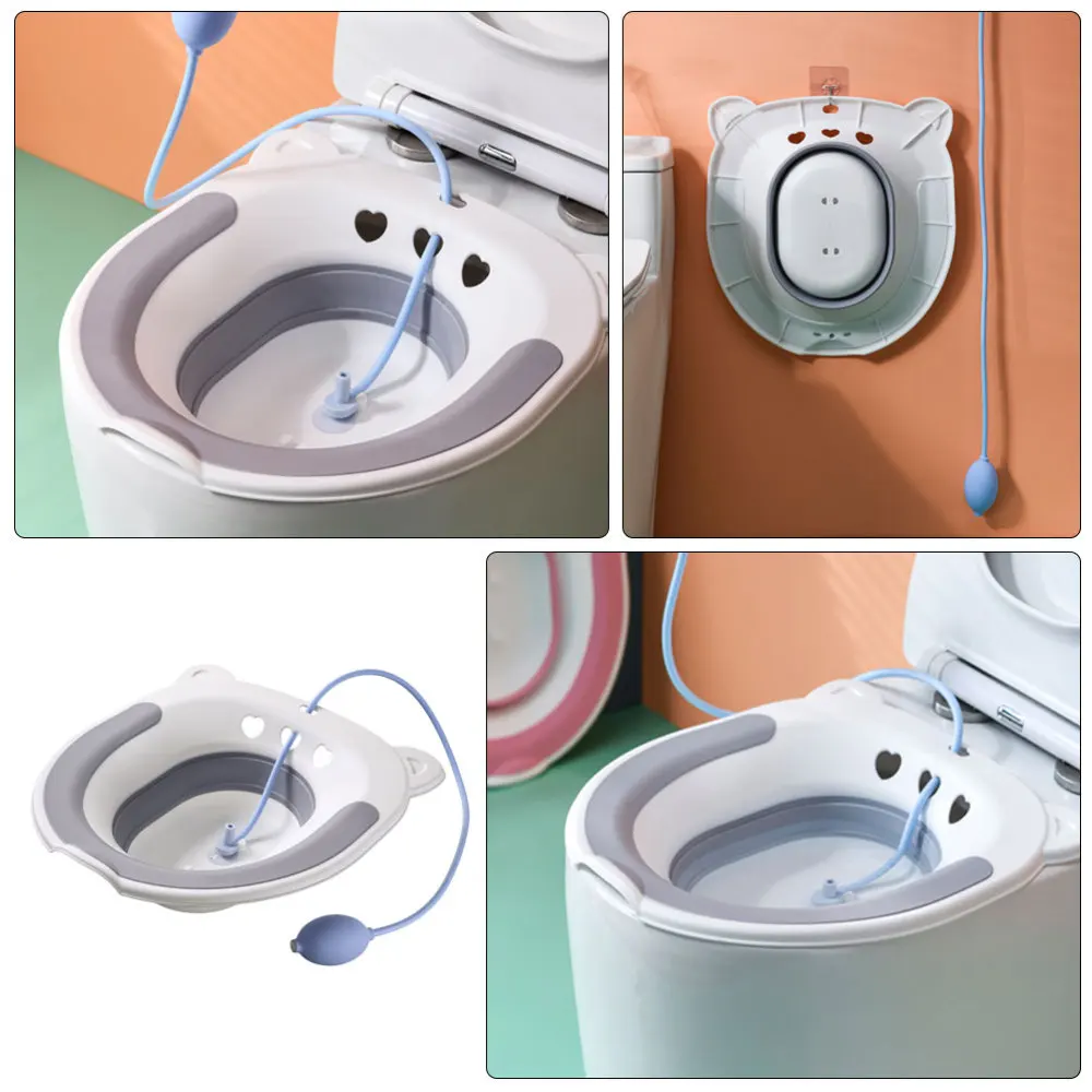

1Pc Hemorrhoid Sitz Bath Durable Disabled Washing Basin Bathing Seat Grey