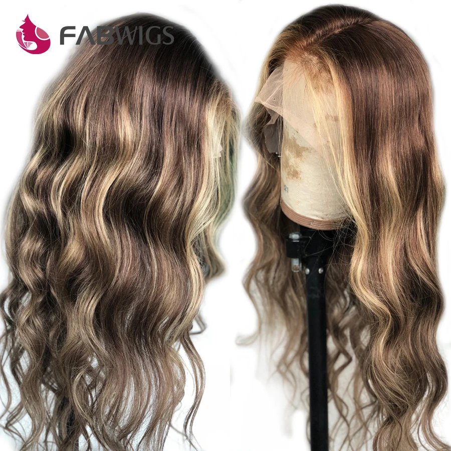 Fabwigs 150% плотность хайлайтер Омбре светлые полные кружевные человеческие волосы