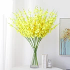 Искусственный цветок с одной веткой, танцевальный искусственная Орхидея, желтый пластиковый букет фаленопсиса, украшение для дома на свадьбу, Q12