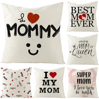 love mom throw pillows cover letter motto red heart cushion cover for home decorative flowers sofa pillowcase mothers day 45cm