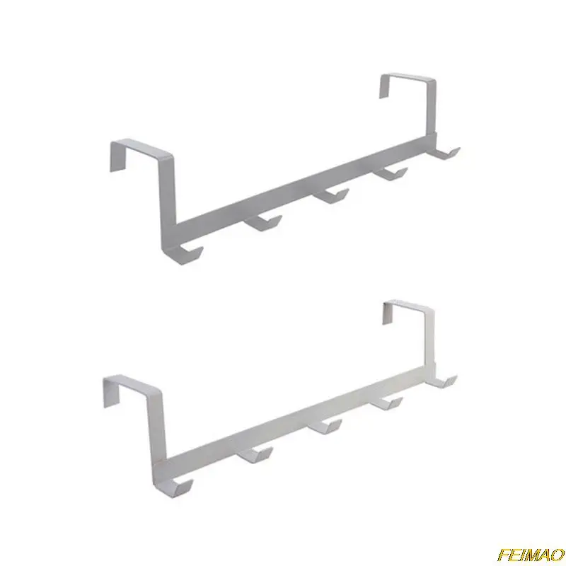 

1 Pc 5-Hooks Door Hooks Over The Door Home Bathroom Organizer Rack Clothes Coat Hat Towel Hanger New Bathroom Kitchen Home Decor