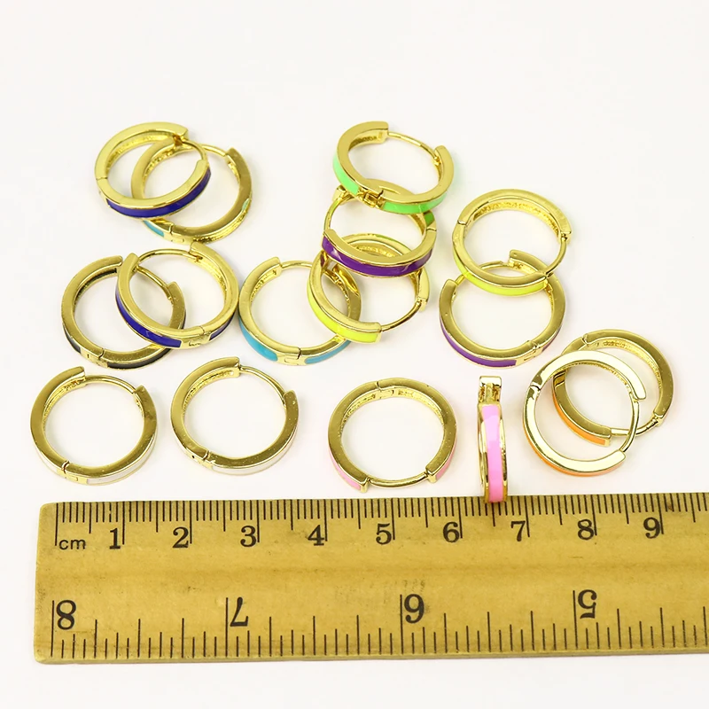 

10 Pairs Enamel Hoop earrings Colorful Enamel colorful earrings Fashion Drop earrings jewelry Drop earrings for women 51503