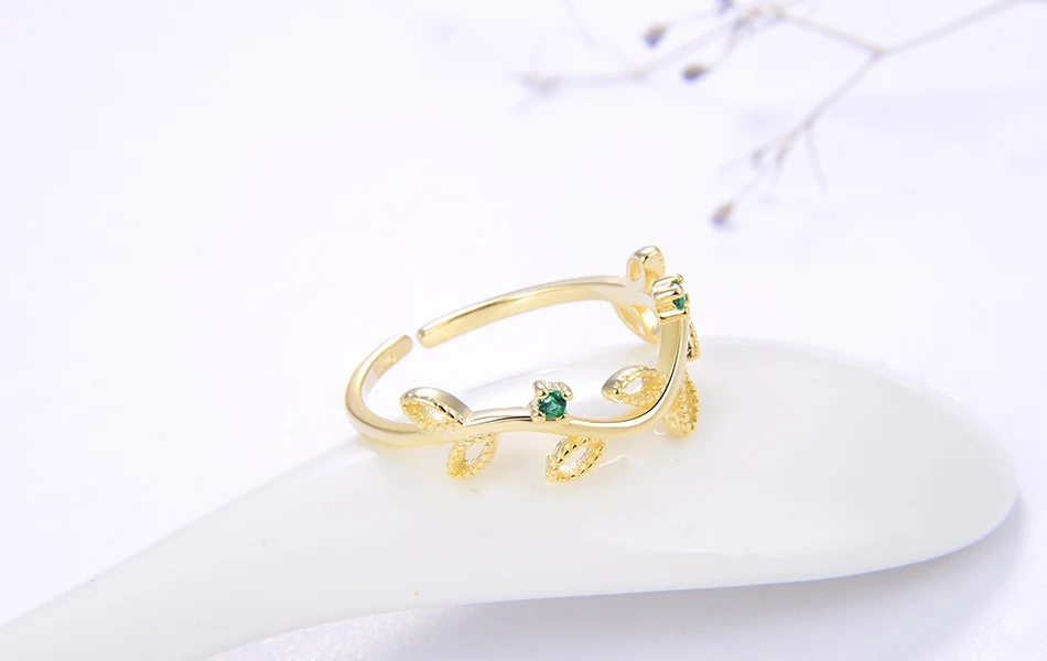 ORSA JEWELS Настоящее серебро 925 регулируемые кольца Для женщин Лист Форма 4 стиль по желанию Зеленая прозрачная AAAA фианит несколько колец ювелирные изделия SR143