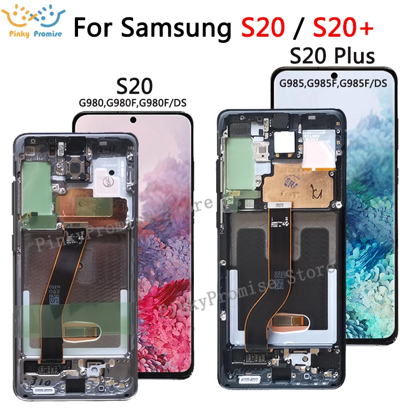 

For Samsung Galaxy S20 Lcd G980,G980F,G980F/DS with Frame Display Touch Screen Digitizer For Samsung s20 plus LCD G985 G985F