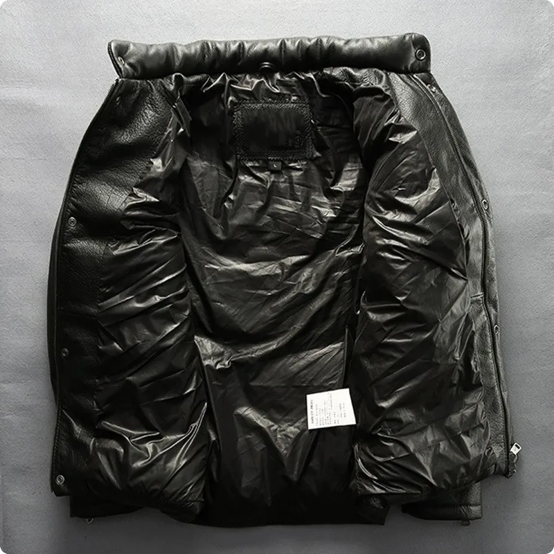 Новое поступление мужские куртки из 100% натуральной кожи повседневный пуховик