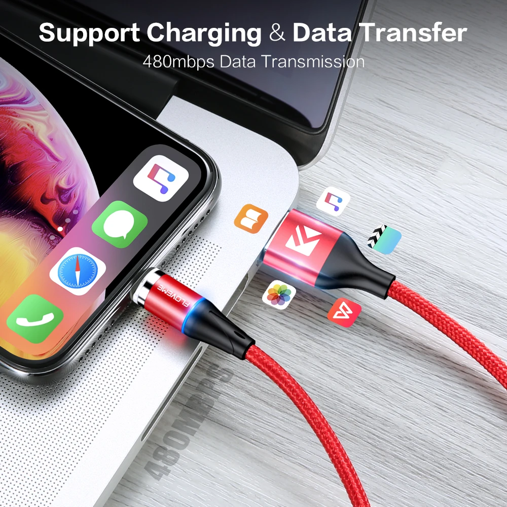 Магнитный телефонный зарядный кабель 3 в 1 м освещение/Type-c/Micro для xiaomi 10PRO huawei P40 pro