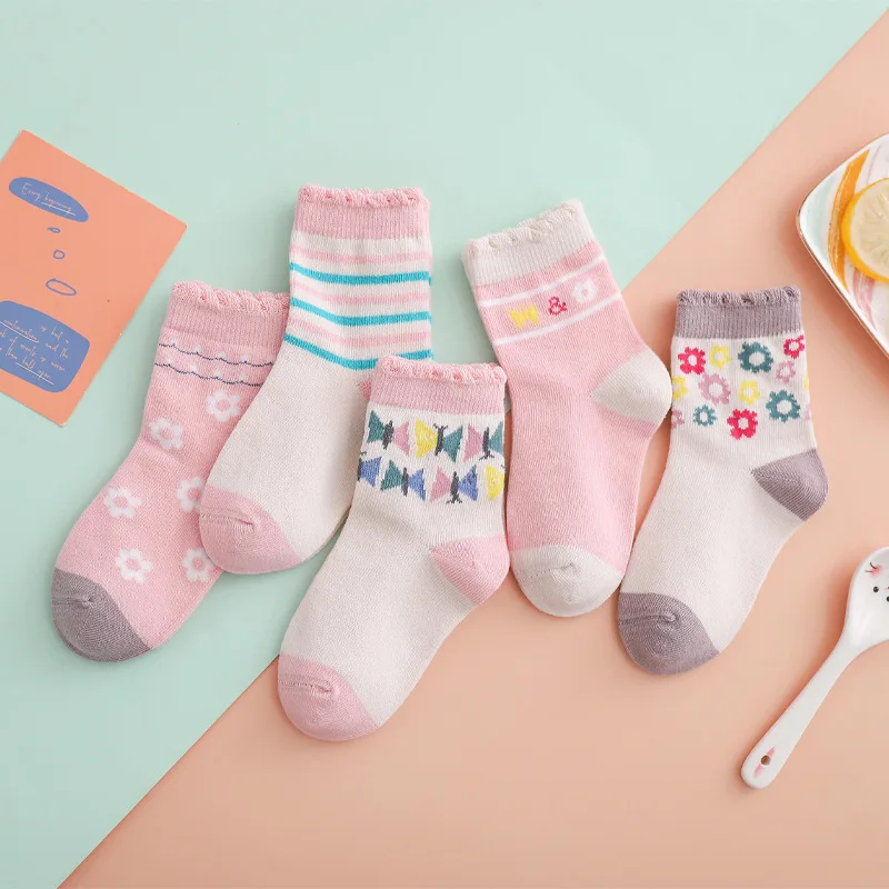 5 par/lote de calcetines de punto de algod&oacute;n con tira de estrellas para ni&ntilde;os y ni&ntilde;as, medias cortas c&aacute;lidas de A&ntilde;o Nuevo para ni&ntilde;os y mujeres-2