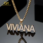 Ожерелье с надписью из циркония на заказ, кулон с именем, покрытое 18-каратным золотом, ювелирное изделие с кристаллами, 2021 Новое ожерелье с табличкой, подарки для женщин