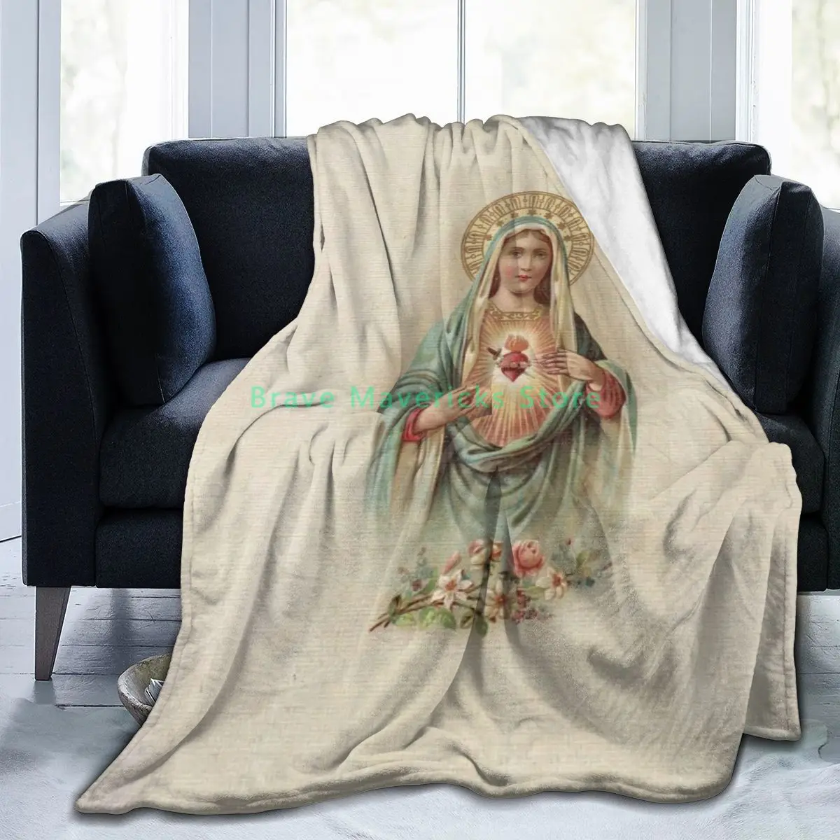 

1-New 3D Christian Personality Printed Flannel Blanket Sheet Bedding Soft Blanket Bed Cover GUN Textile Decoration