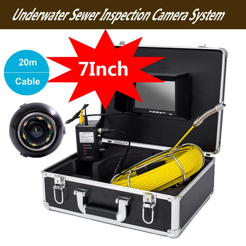 

17mm Camera Head 20-50m Cable Reel Underwater Sewer Inspection Camera System 7inch Digital High Resolution Screen Monitor