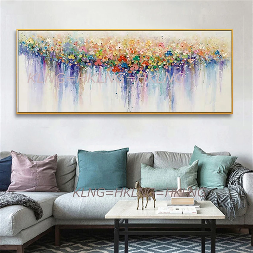 

The high quality of the Purple 3D flower palette knife canvas painting modern abstract family ornament hand painted oil painting
