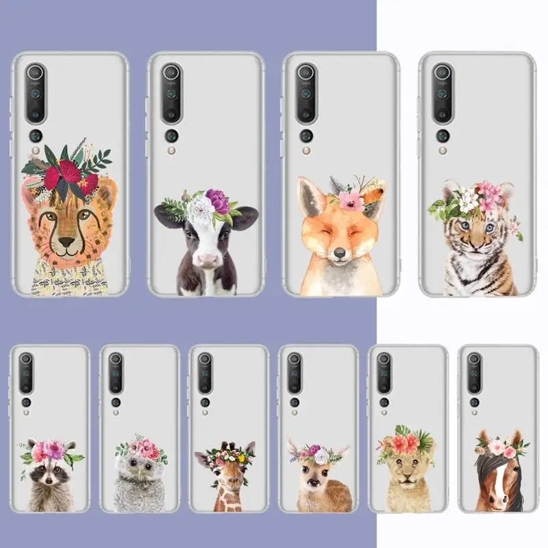 

Animal Wearing Flower Phone Case For Redmi Note 5 7 8 9 10 A K20 pro max lite for Xiaomi 10pro 10T